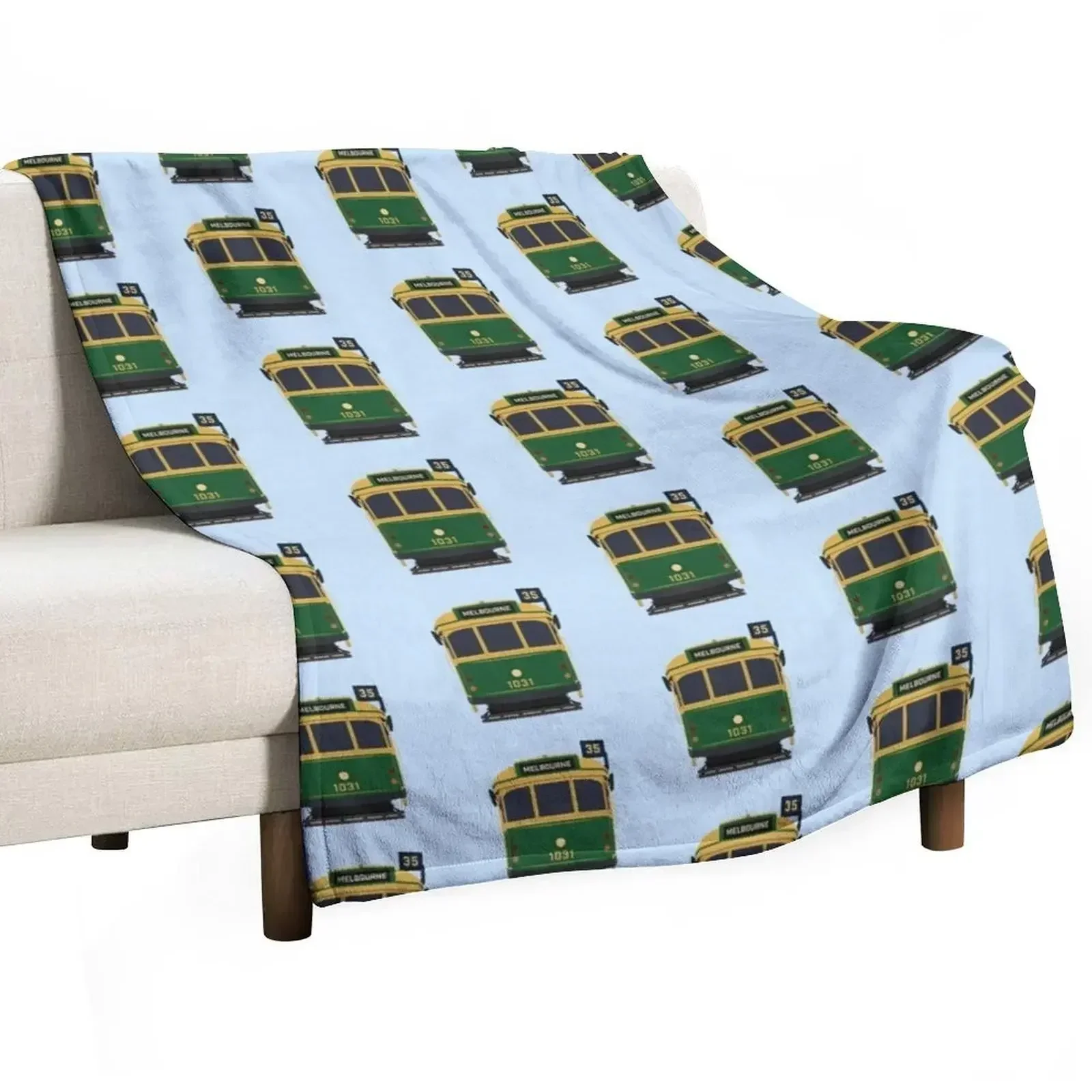 Melbourne Tram, W-Class Front View Throw Blanket Single Designers Blankets