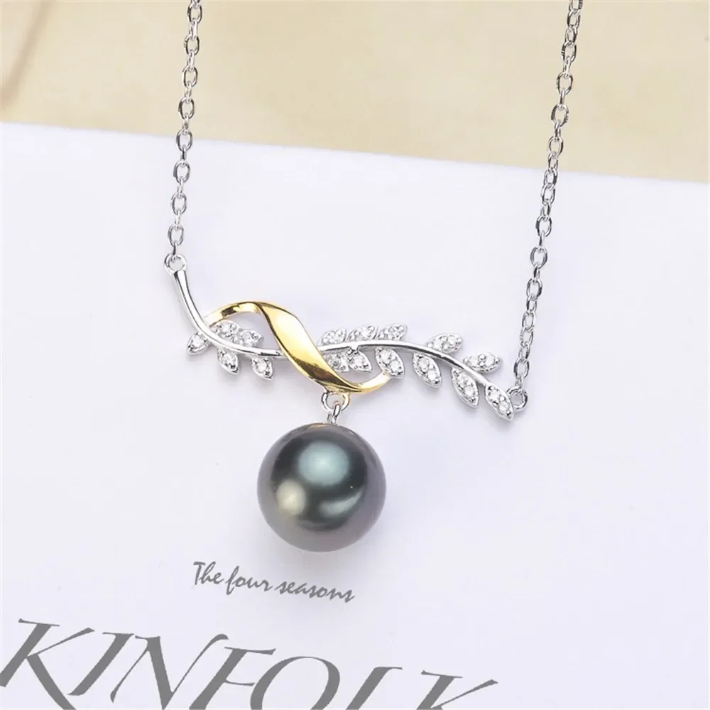 

DIY Pearl Accessories S925 Sterling Silver Set Chain Goddess Pearl Pendant with Chain Matching Fit 8-12mm Round Beads L145