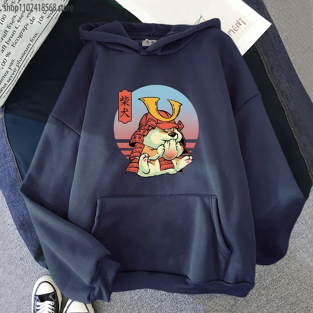 Süße Shiba Samurai Essen Mochi Hoodies Kawaii Hund Sweatshirt mit Kapuze Langarm Winter Pullover Y2k Kleidung Harajuku Top