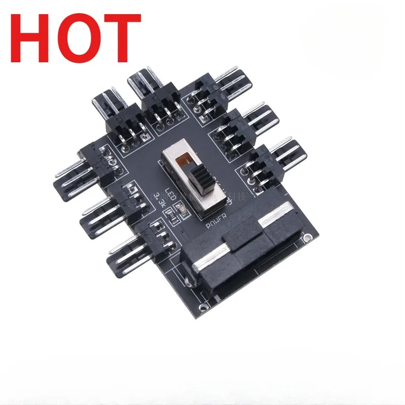 Computer Case Fan HUB Hub 8-way 3-pin Controller 8-way Multi-way PWM Governor Temperature Control IDE Computer Peripheral