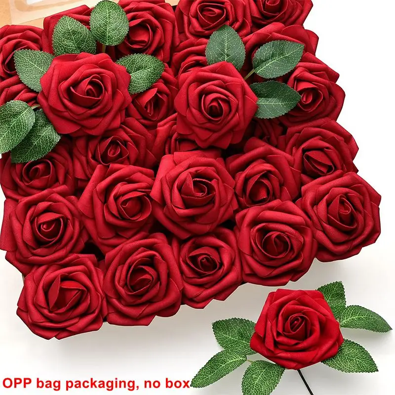 5/10/20 Stück künstliche Rosenblüten, künstliche Blumen, Schaumstoff-Rosen, mit Stiel für DIY-Hochzeitssträuße, Ornamente, Party, Heimdekoration – Detail 12