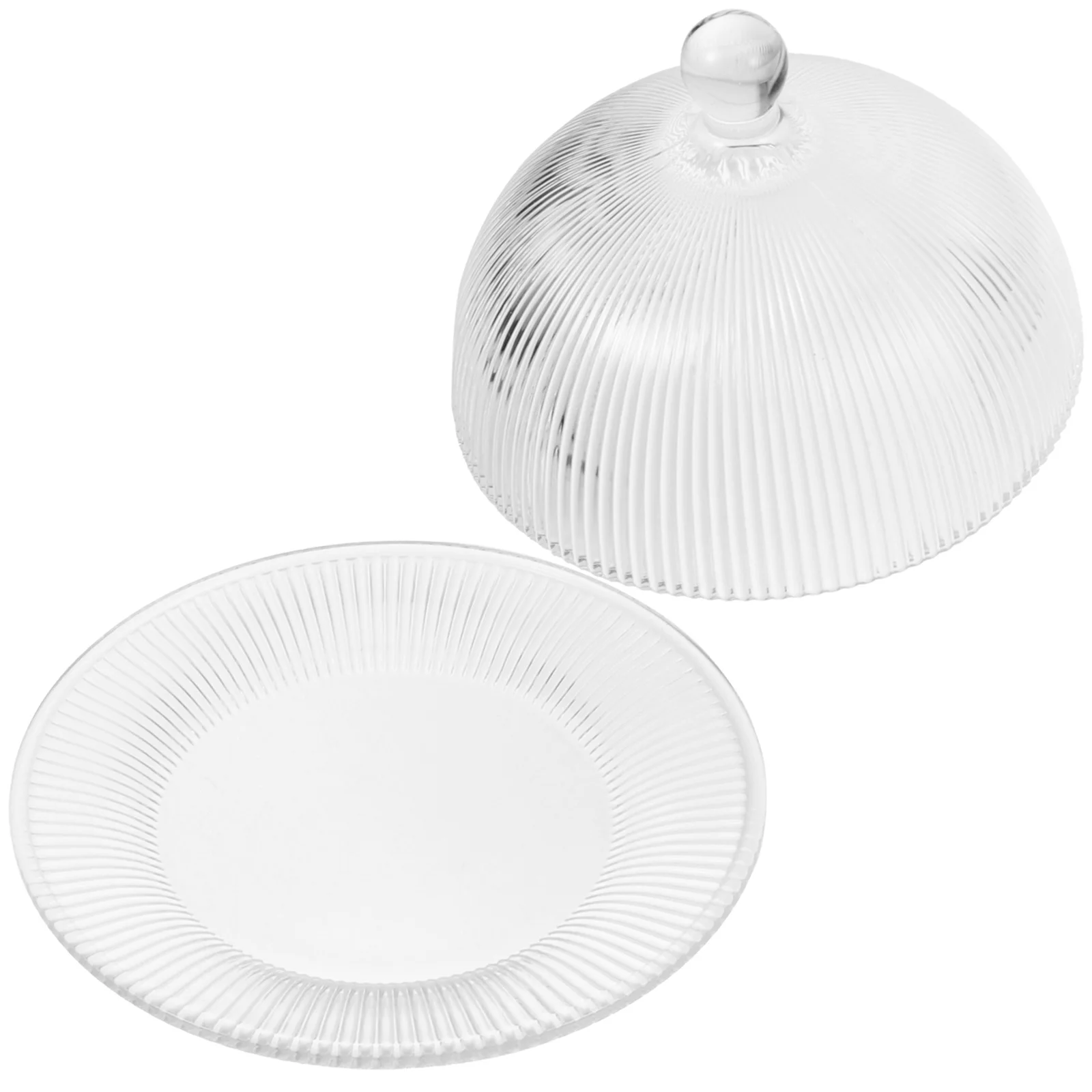 

1Set Glass Cake Tray Dome Cover Practical Food Stand Display Fresh Bread Cupcake Fruit Storage Holder Transparent