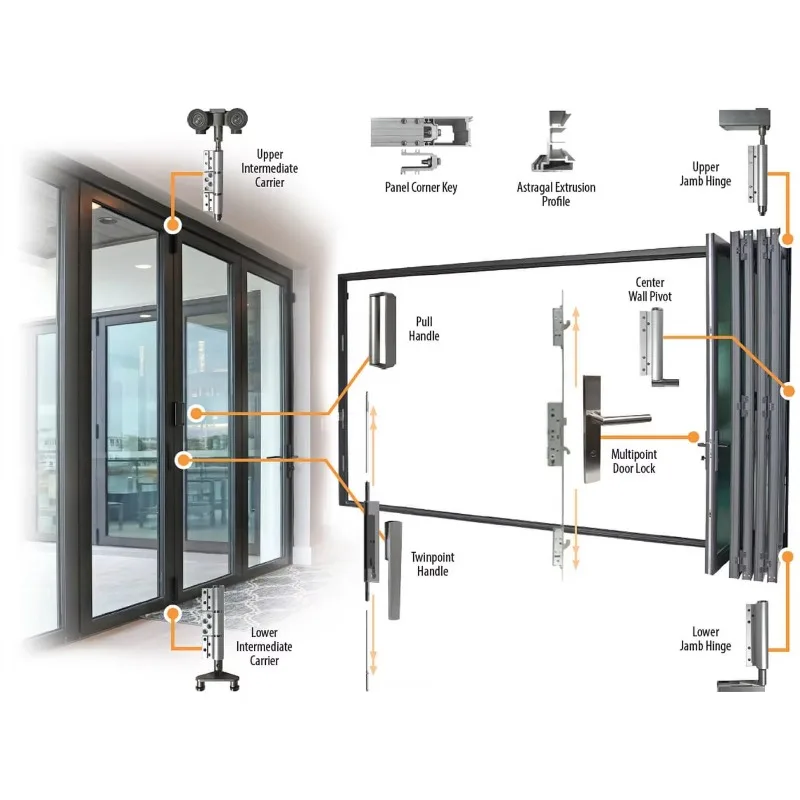 New Modern Aluminum Folding Door Interior Cheap French Style Bi Fold Glass Accordion Patio Partition Sliding Doors Factory Price