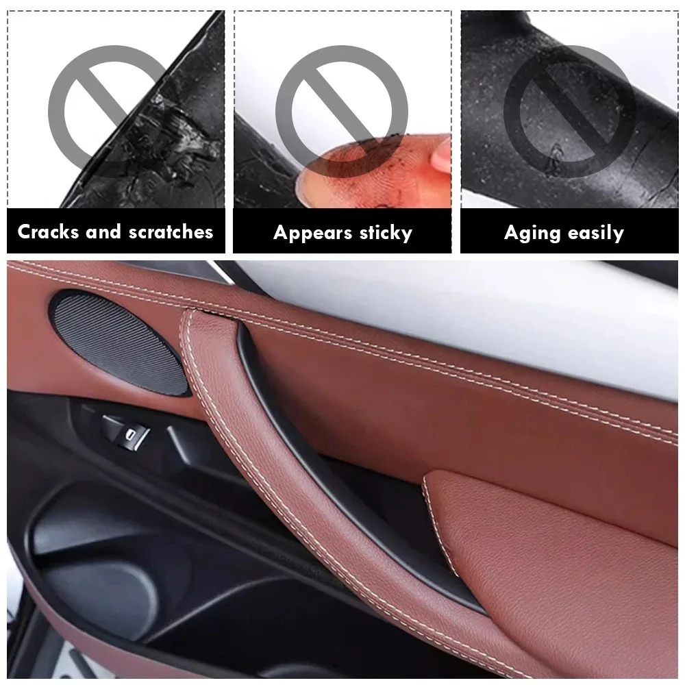 

LHD/RHD For BMW X5 F15 X6 F16 2014-2018 Interior Door Handle Pull Protective Cover 3Pcs ABS Black Carbon Fiber Style