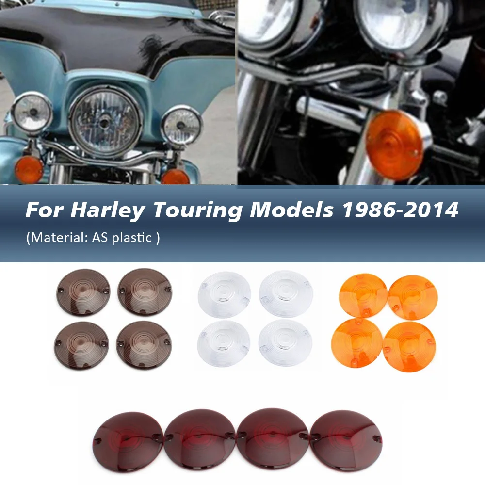 

4PCS Motorcycle Turn Signal Light Lens Cover For Harley Touring Road King Electra Ultra Glide Softails FLST FXRT