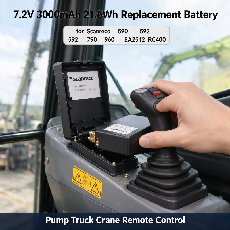 7.2V 3000mAh 21.6Wh Replacement Battery for Scanreco 590 592 790 960 EA2512 RC400 Pump Truck Crane Remote Control