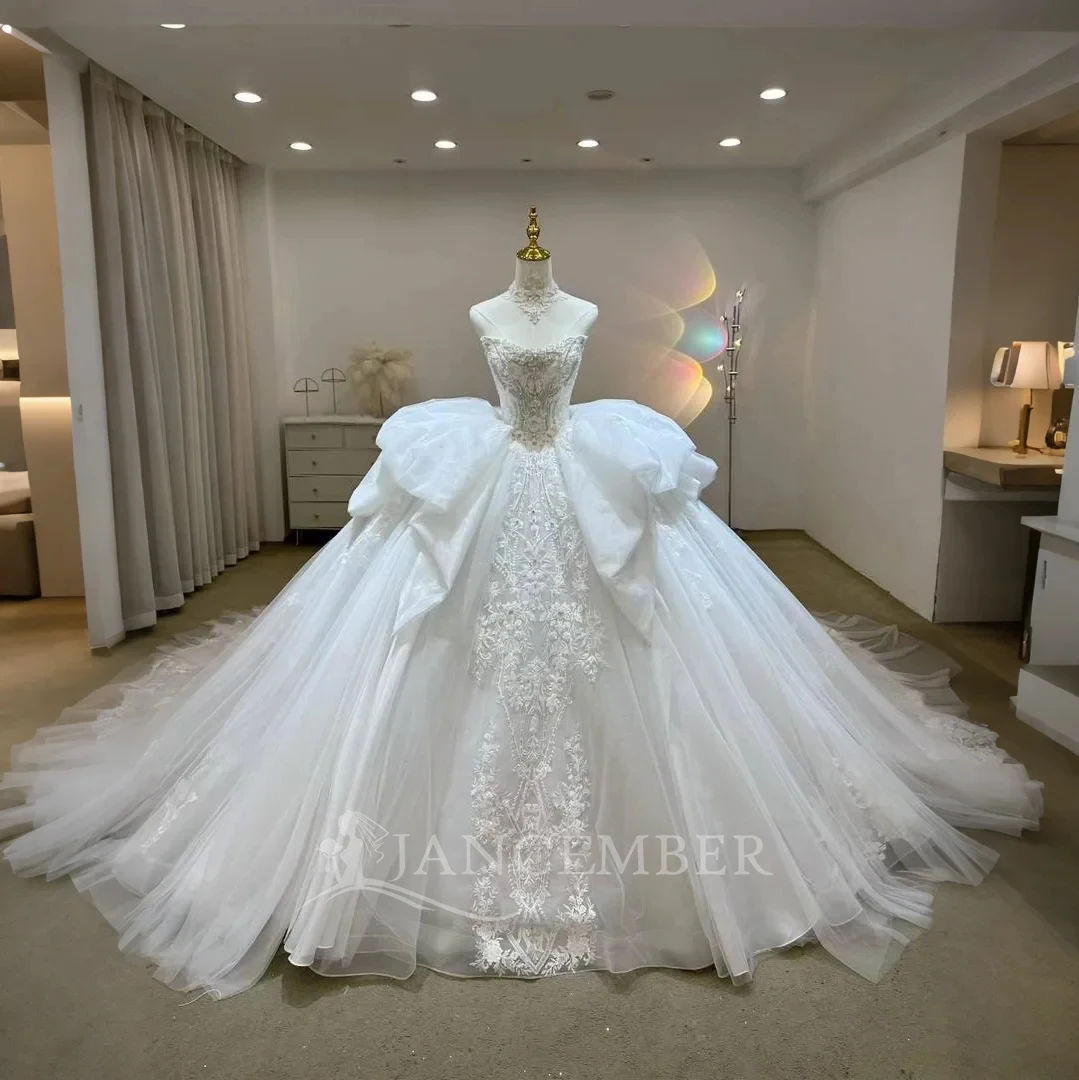 

Изысканное скромное бальное платье по индивидуальному заказу, женские свадебные платья, модные платья невесты, принцесса без бретелек свадебное пл