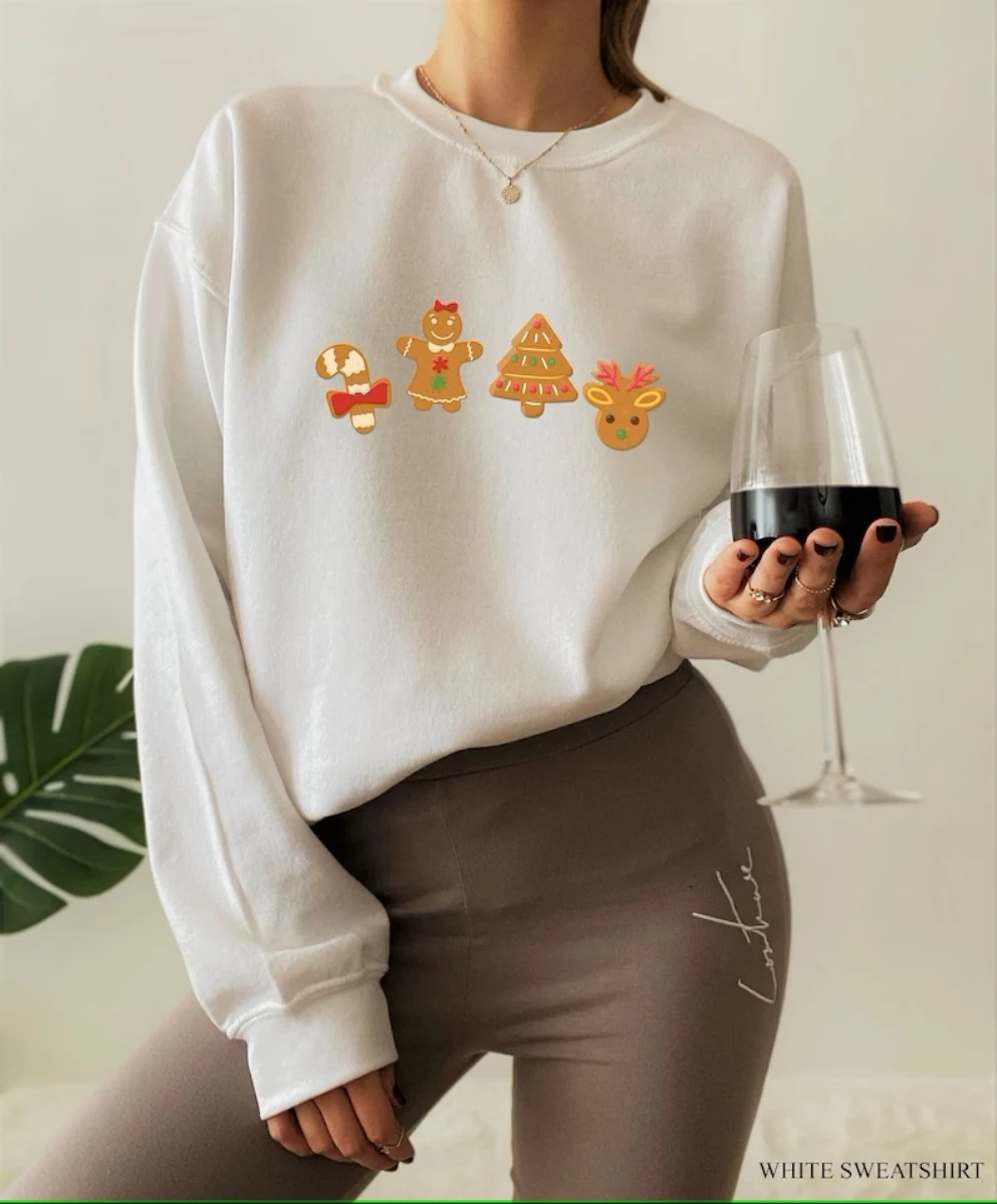 Aesthetic Christmas Ginger Bread Sweatshirt Cute Holiday Cookie Pullover Shirt Funny Trendy Crewneck Tee Winter Clothes Women