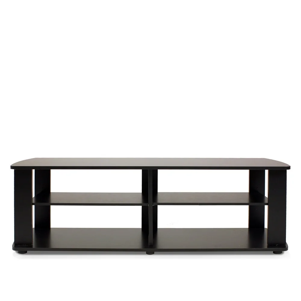 

Modern TV Stand Entertainment Center Freestanding Unit Open Shelving Storage Solution 2 Shelves Recycled Wood Composite Living