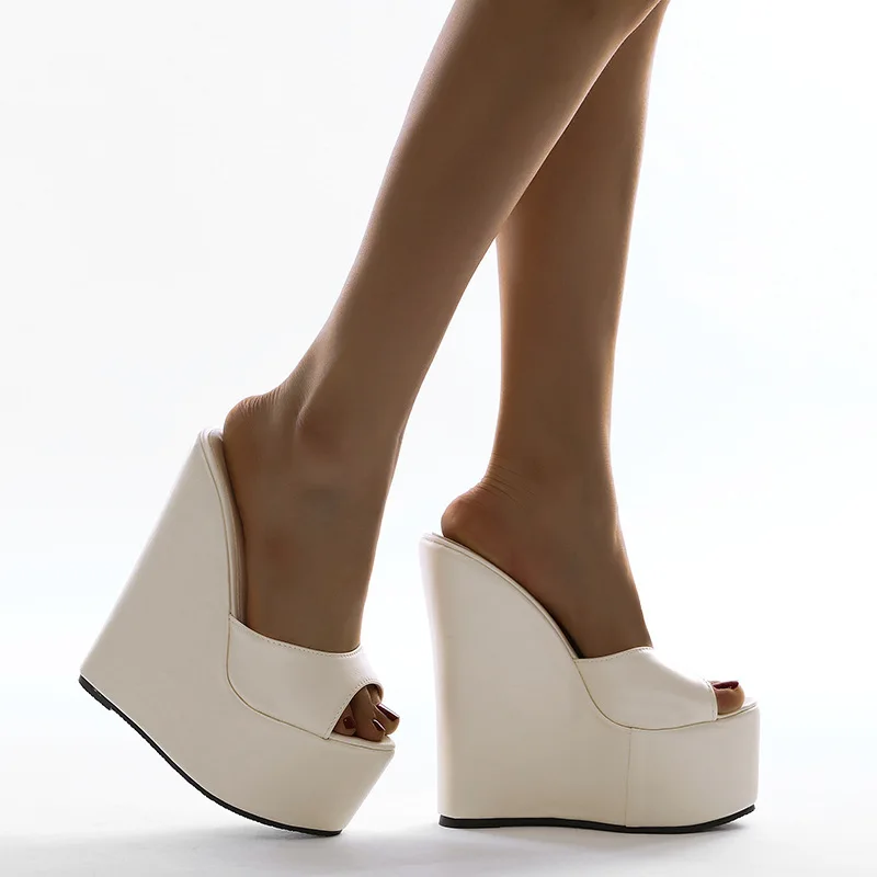

2025 Thick Platform Sandals Simple Ultra High Heel Wedge Slippers 9913-33 Available Plus Sizes 35-42 Thick Sole Slippers
