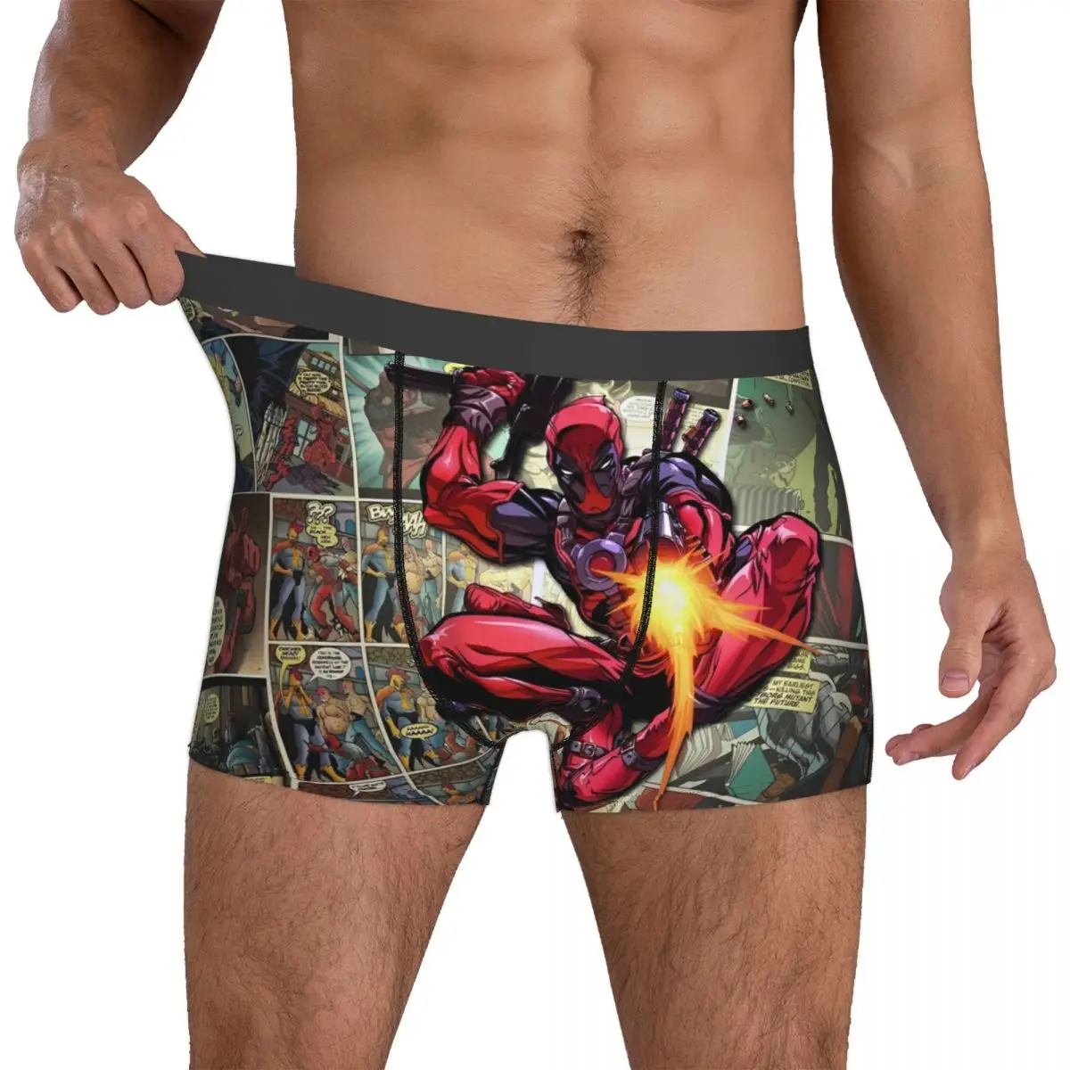 Custom Deadpool Shotting Comic Men Boxers Shorts Cozy Underwear Cartoon Anime Fun Boxer Pants