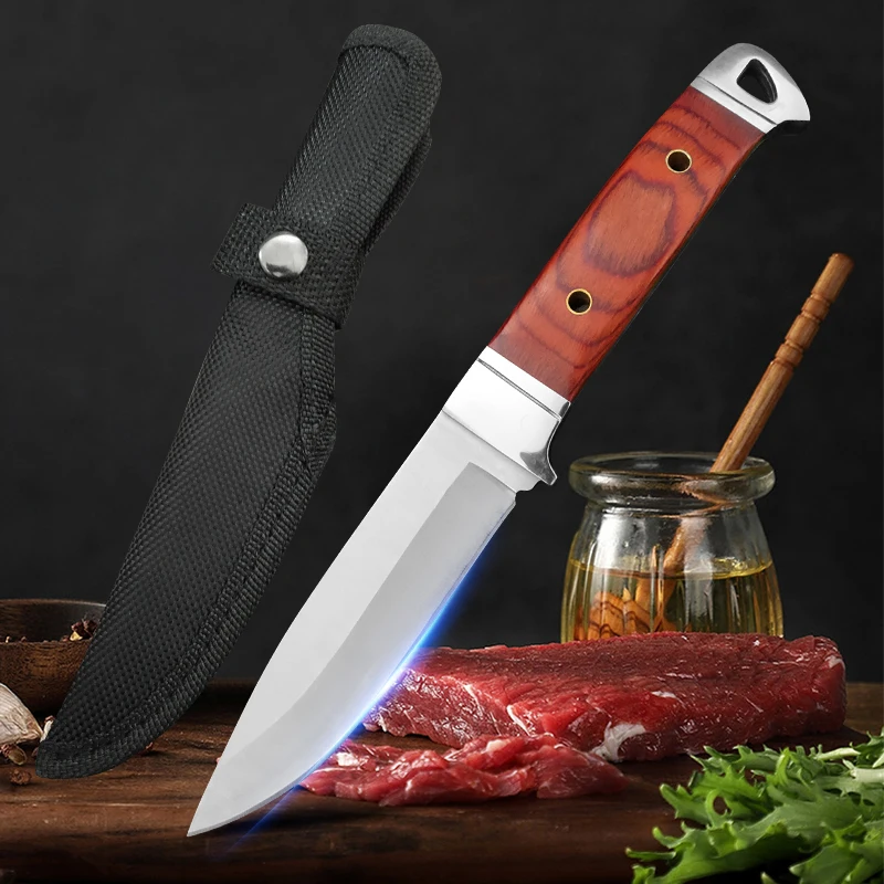 Fotografia 5: Faca de Cozinha Artesanal Forjada em Aço Inoxidável de 4 Polegadas - Faca Versátil para Desossar e Cortar Carne com Cabo de Madeira