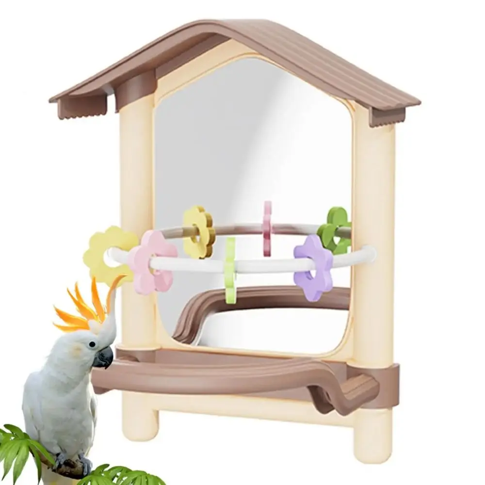 Anti-slip Parrot Mirror Toy Wear-resisting Bite-resistance Bird Cage Toys Easy To Clean Interactive Bird Mirror for Cage Outdoor