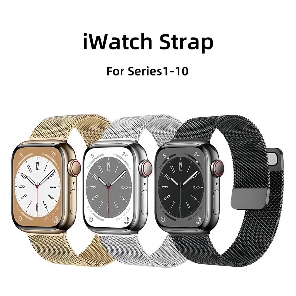 Milanese Strap for Apple Watch band 38mm 40mm 41mm 42mm 45mm 49mm Wrist bracelet iWatch S10 9 8 7 6 5 4 3  stainless steel strap