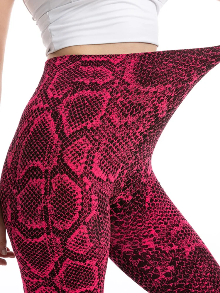 CHSDCSI Fashion Snake Print Animal Skin Sports Leggings Yoga Pants Elastic  Leopard Fitness Women High Waist Gym Sportswear