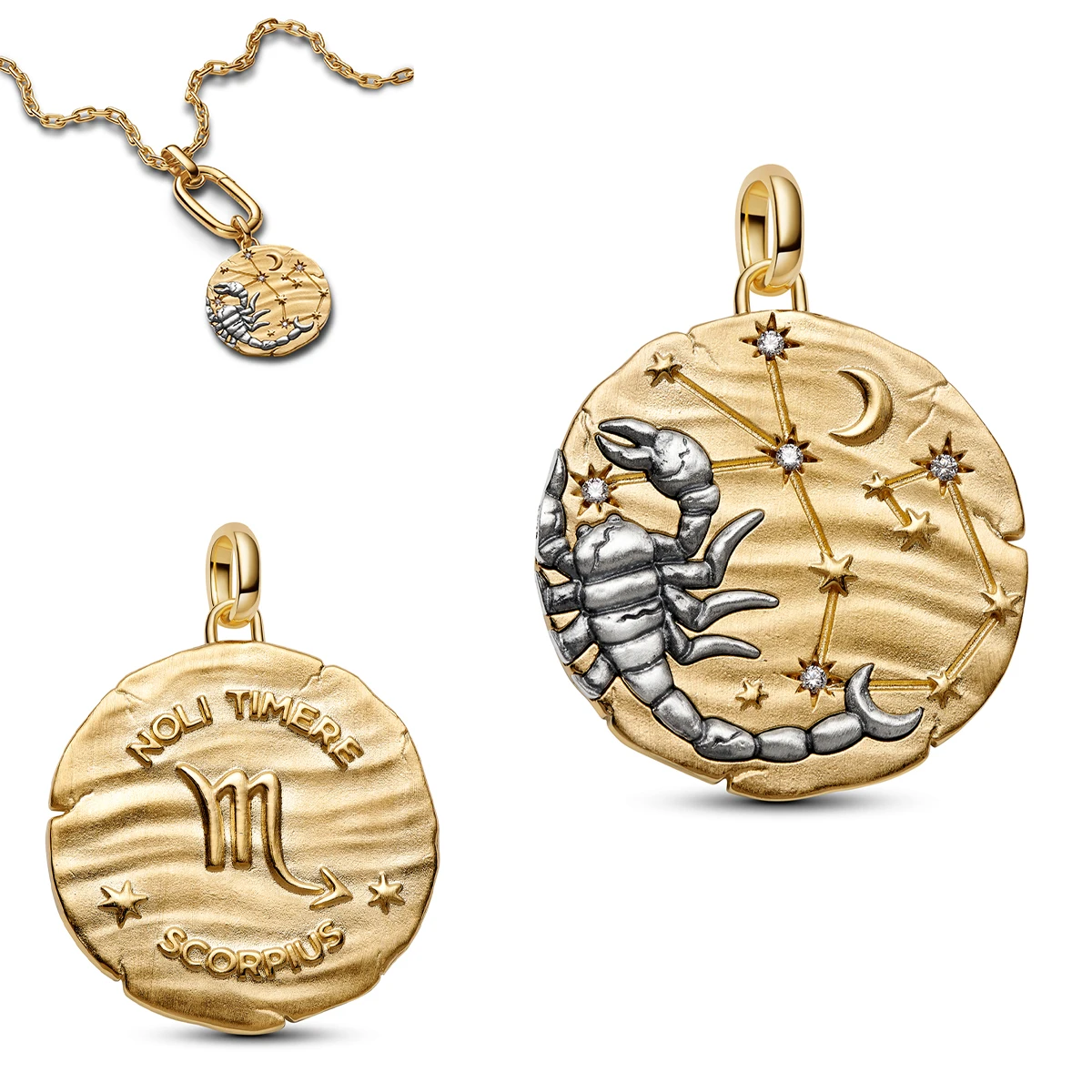 New Original 925 Sterling Silver Lucky The Twelve Zodiac Signs Golden Disc Pendant Necklace For Women Jewelry Birthday Gift