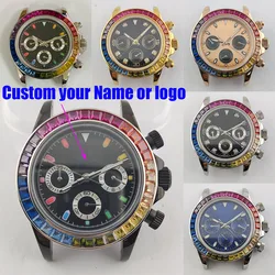 vk63 case  Rainbow dial panda dial custom logo japan quartz watch VK63 movement nh36 case chronograph electronic Multifunctio