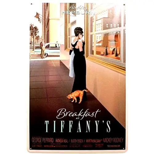 Breakfast At Tiffanys Retro-Metallschild Audrey Hepburn 70er-Jahre-Film Blechschild