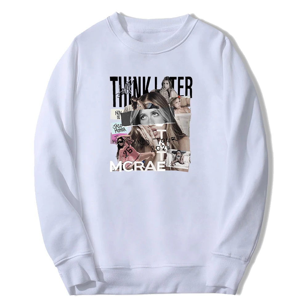 Tate McRae Merch Think Later Tour 2024 New Crewneck Long Sleeve Streetwear Men Women Sweatshirt Hip Hop Clothes