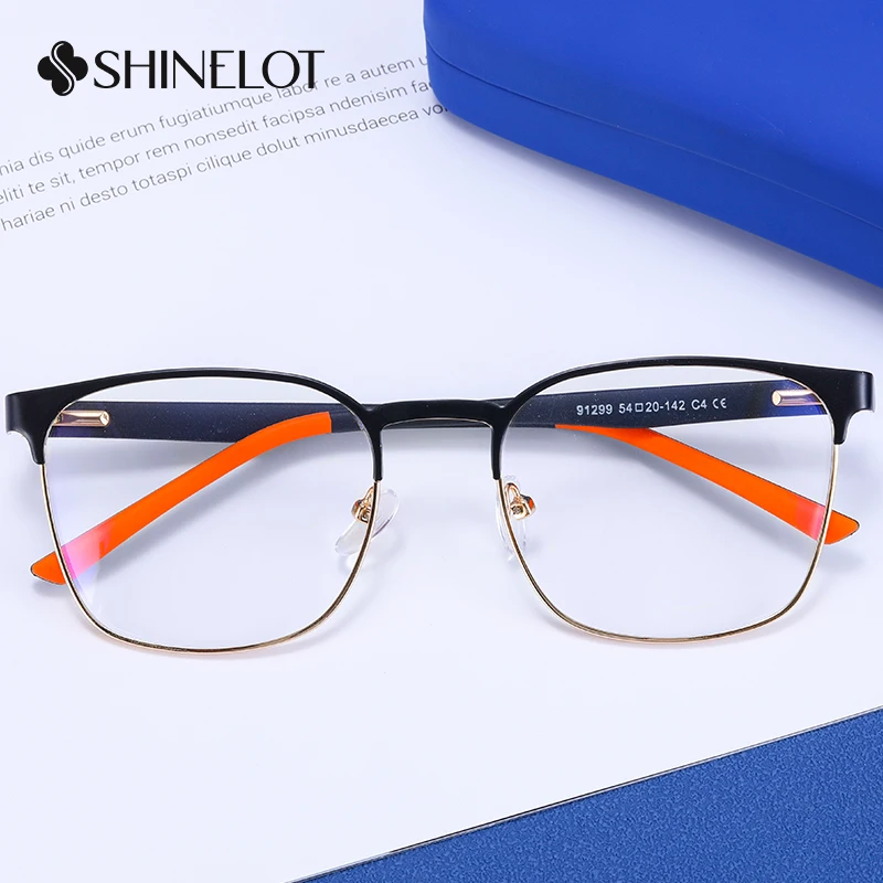 

91299 Men Metal Prescription Eyeglasses Frame Bluelight Blocking Optical Glasses Gentleman Workplace Eyewear Birthday Gift