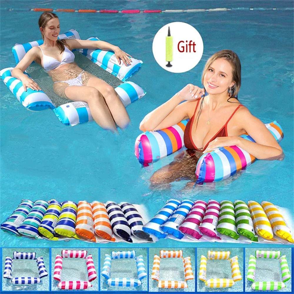 

Inflatable Water Hammock Recliner Foldable Floating Row Outdoor Recreation Swimming Pool Accessories Bed Sofa Water Sports Toys