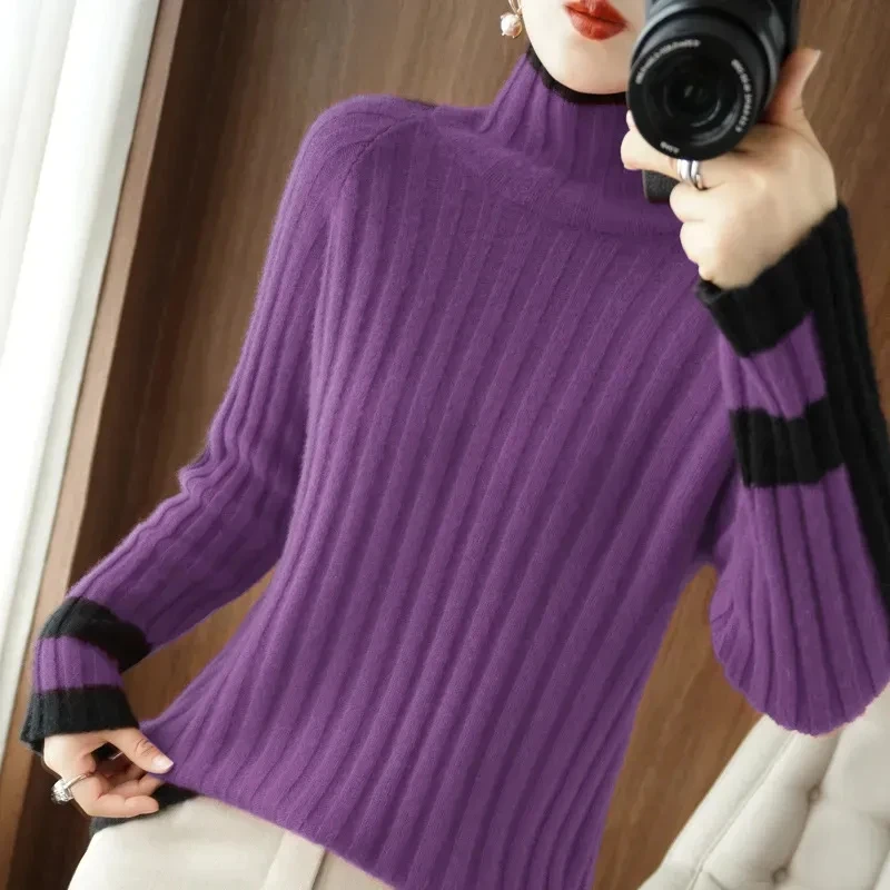 Women Sweater Winter Cashmere Turtleneck Warm Knitwear Korean Casual Solid Bottoming Shirt Fashion Knit Pullovers Sweater