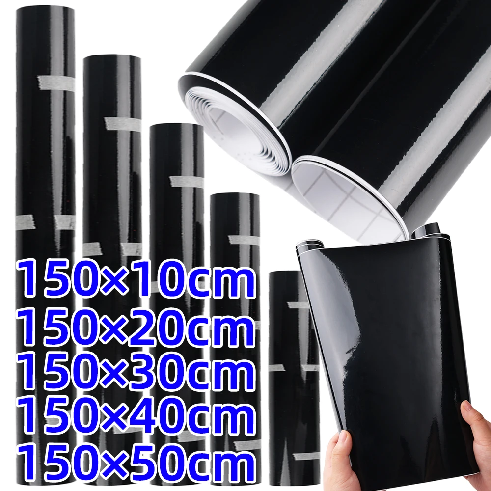 Ultra Gloss PVC Piano Black Vinyl Wrap Film Sticker Car Glossy Black Self Adhesive Bubble Free Console Computer Laptop Decals