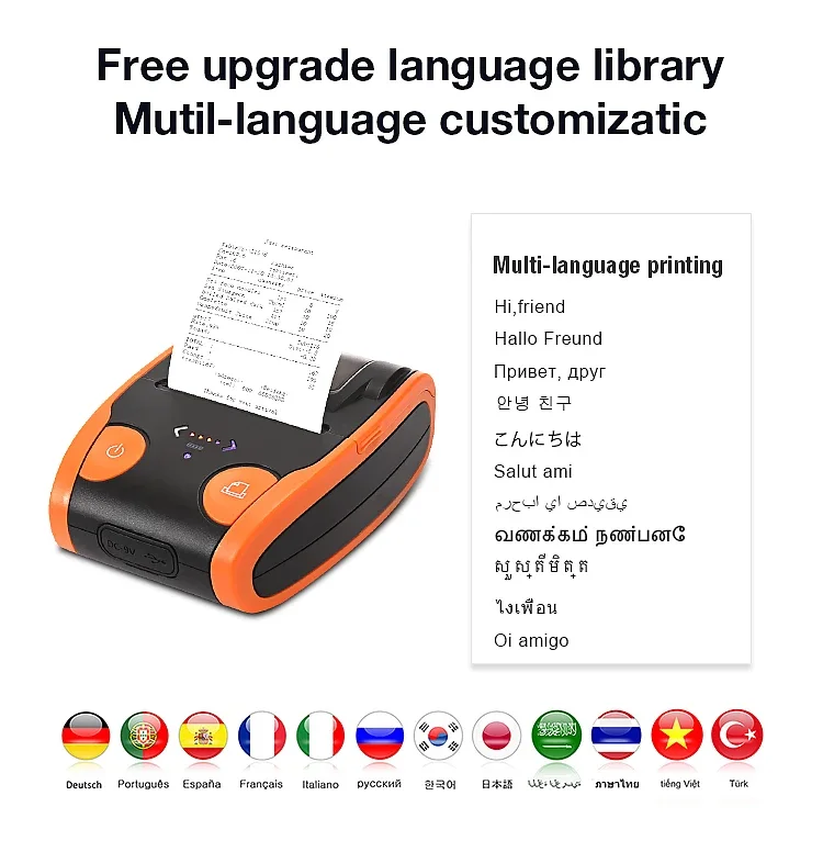 High Speed Portable Mini Printer 58mm Thermal Receipt Printer Bluetooth Wireless Label Thermal Printer