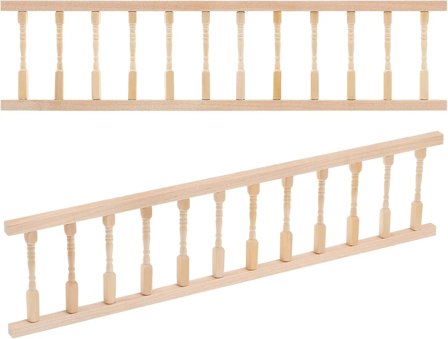 

2PCS Miniature Wooden Stair Handrail Kit for DIY Fairy Doll House Accessories, 1:12 Scale Victorian Style