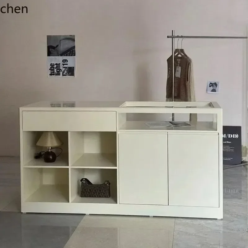 Clothing Store Island Table Shop Lacquered Glass Island Counter Women's Flow Table Display Table Integrated Setup