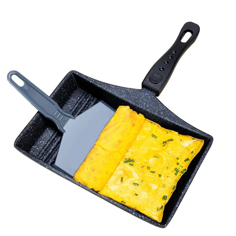 Betohe Japanese Tamagoyaki Flat-Bottomed Non-Stick Pot Roast Thick Egg Omelet Pan Frying Pan Omelette Device