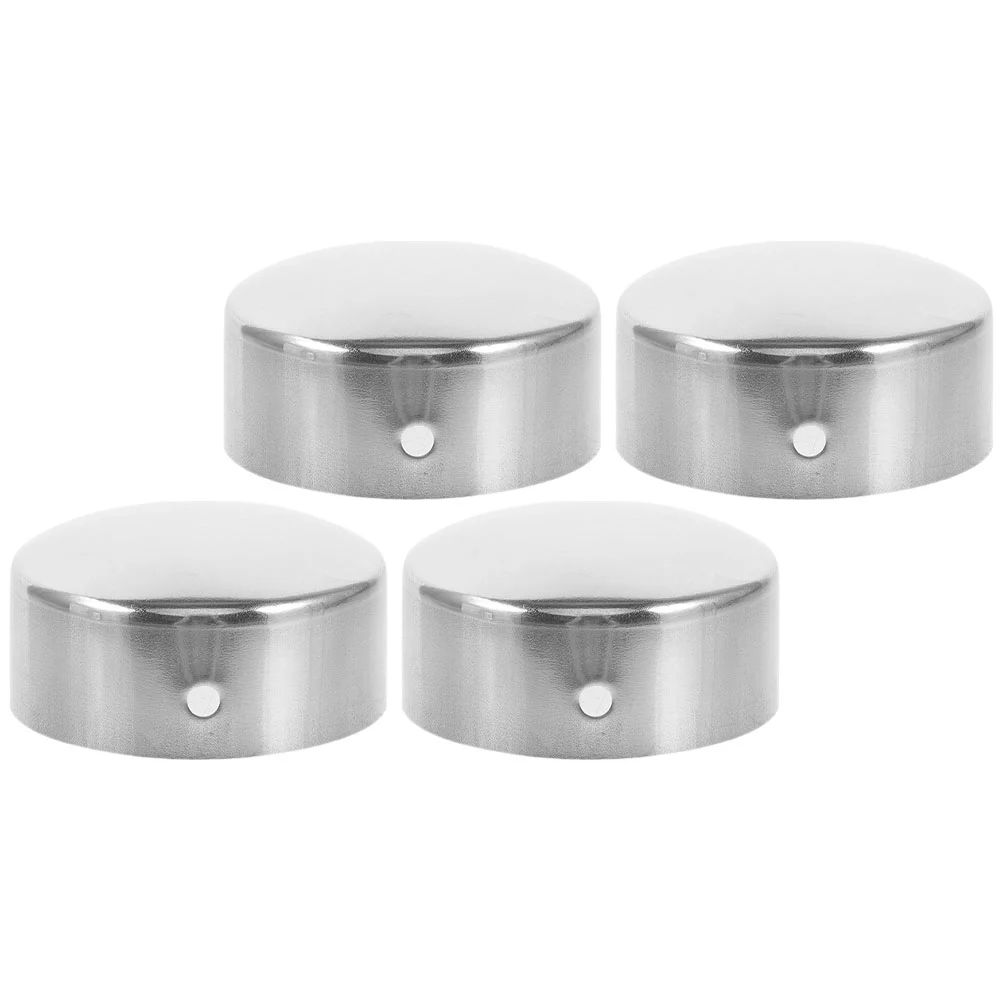 4 Pcs Deck Railing Handrail Tube Accessories Stainless Steel Plugs End Caps Metal Staircase Silver Decoration