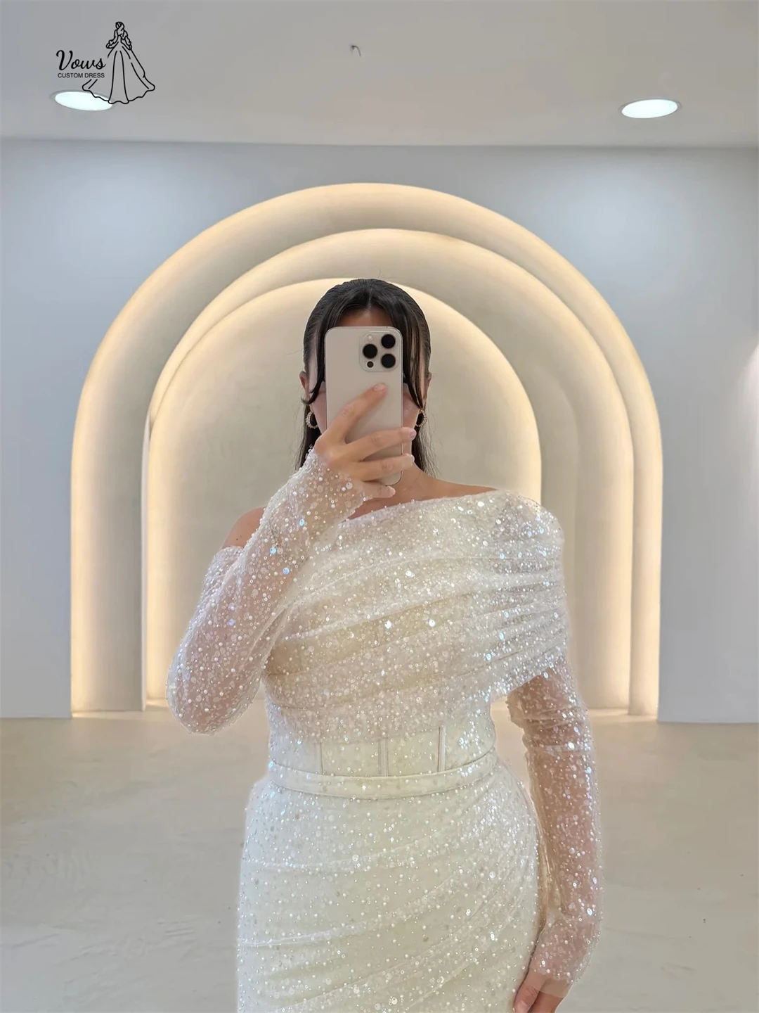 Vows الترتر امرأة فستان أنيق فاخر ذيل السمكة تنورة المرأة مساء فستان الزفاف ضيف مخصص Ballgown فستان حفلات حفل #5
