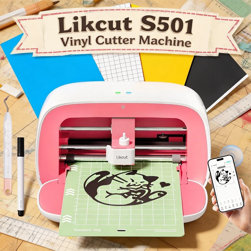 

Likcut Vinyl Cutter Machine Likcut Glee S501 Vinyl Cutter Upgrade Portable Smart for DIY Crafts, Stickers, Decals & Resin Charms