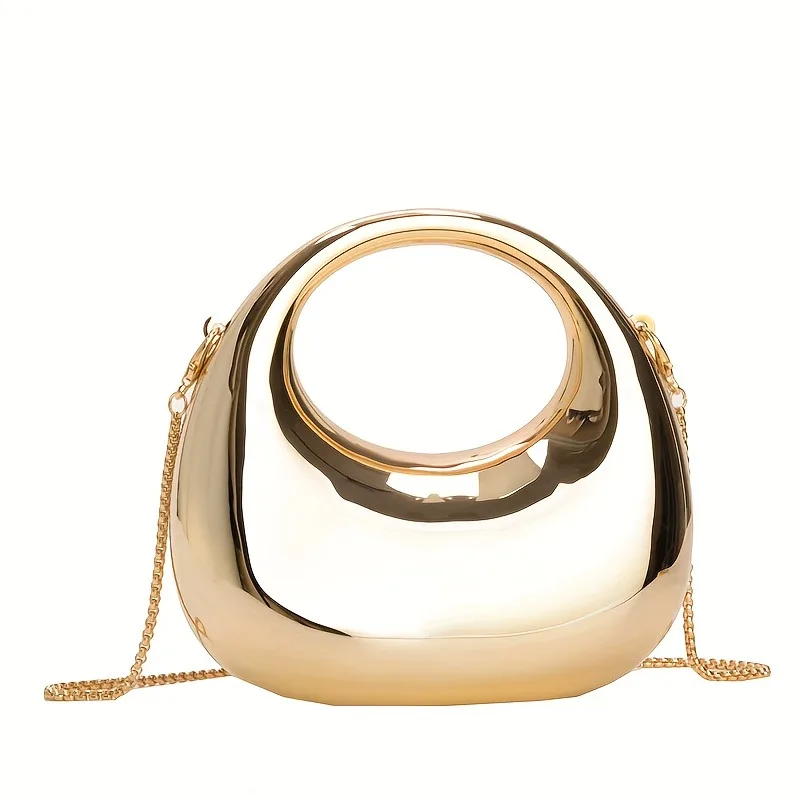 Mini goldene Abendtasche, Geldbörsen und Handtaschen, luxuriöse Designer-Umhängetaschen, lustige Form, Party, Hochzeit, glänzende Clutch aus Acryl – Detail 6
