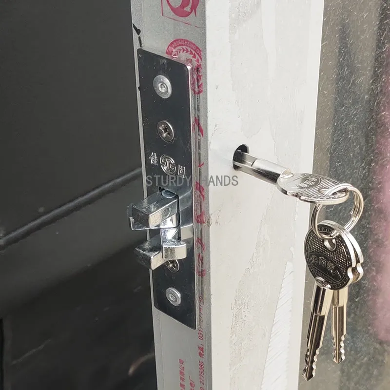 โลหะผสมพินล็อคประตูบานเลื่อนที่มองไม่เห็นตะขอล็อคกรอบประตูกระจกล็อคอุปกรณ์ฮาร์ดแวร์