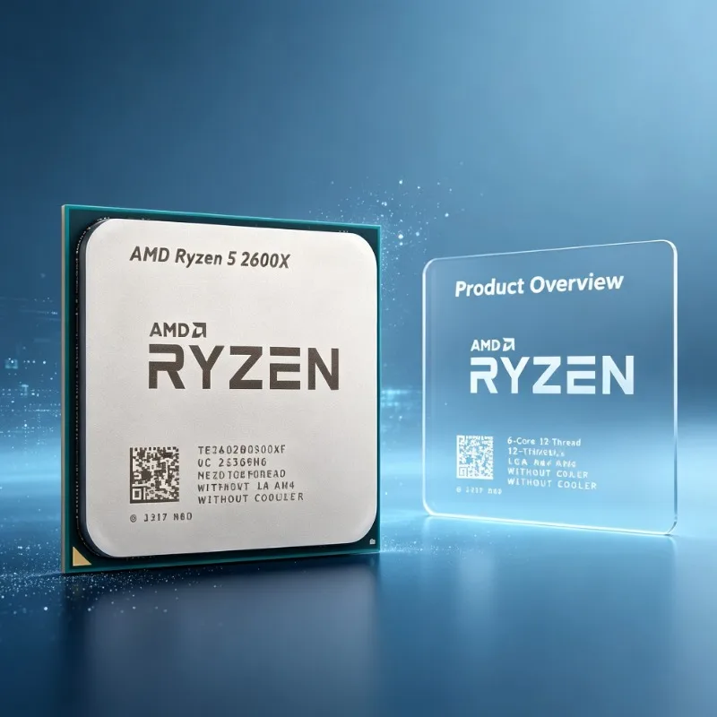 Processeur CPU Socket AM4 R5 2600X 3.6GHz 6 cœurs 12 threads 95W sans refroidisseur pour PC de bureau, jeux et multitâche.