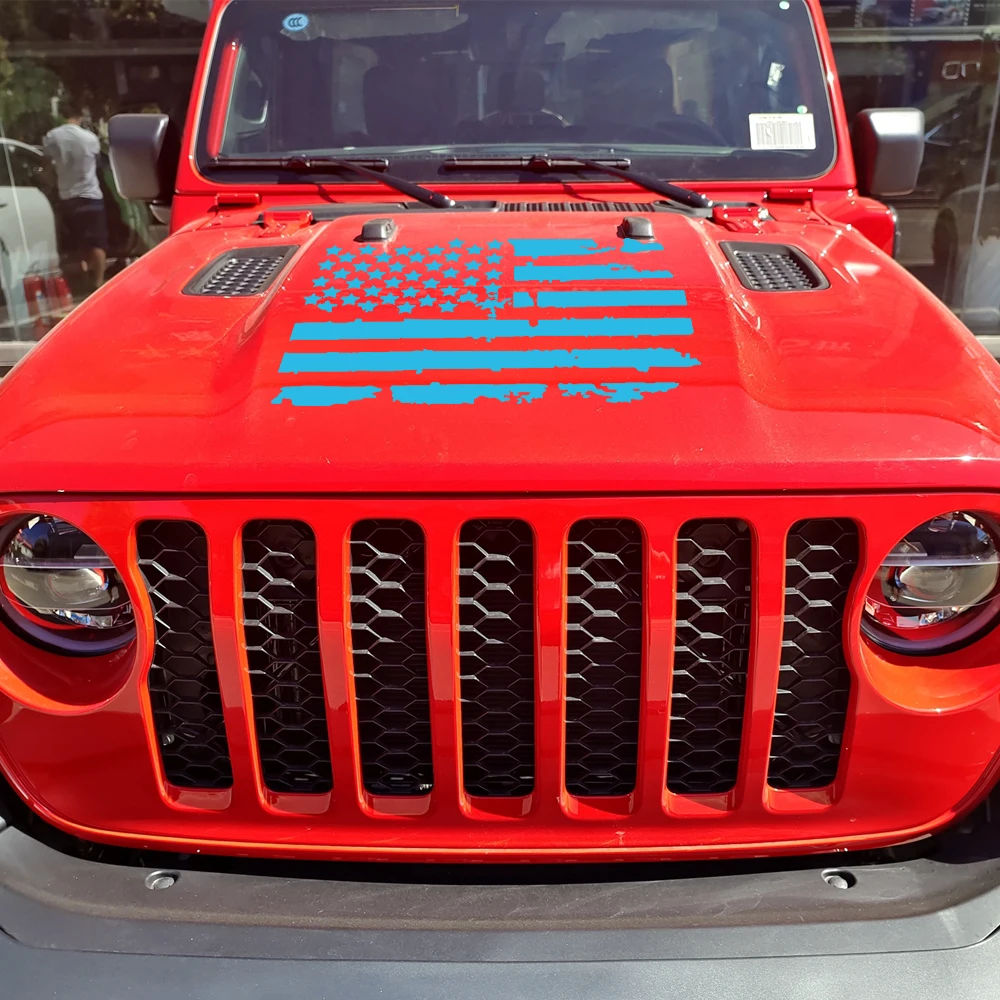 Bandeira EUA Tuning Acessórios Do Carro, Capuz Adesivo para Jeep Wrangler TJ LJ JK, Decalque Vinil, Caminhão, DIY, Impermeável, Novo