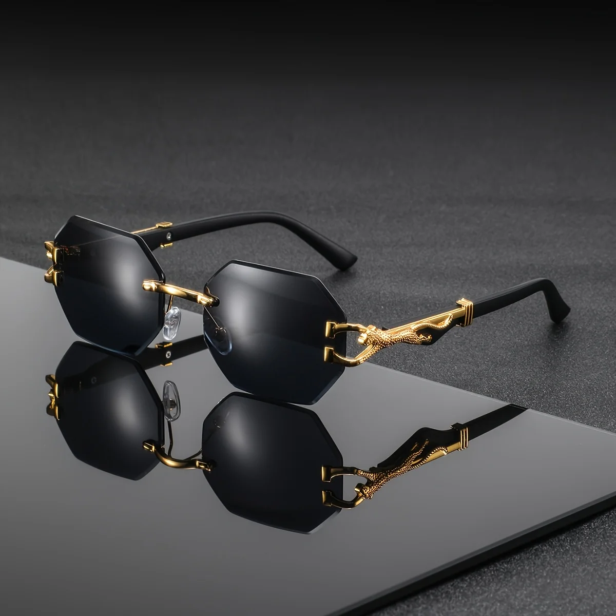 Luxury Trendy Rimless Square S - Street Fashion Glasses 评论和价格