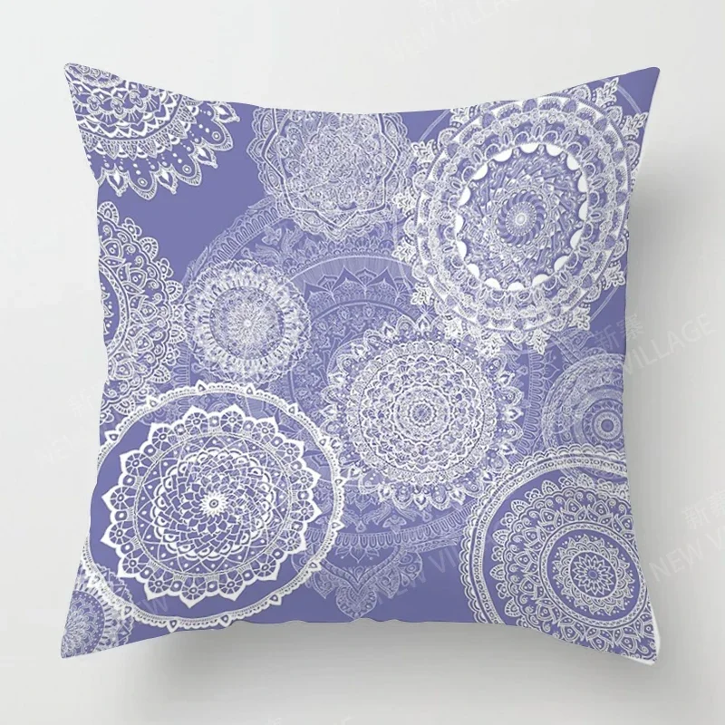 غطاء وسادة ملون بنمط ماندالا مع طباعة قطيفة قصيرة لتزيين أريكة غرفة المعيشة وغطاء وسادة #6