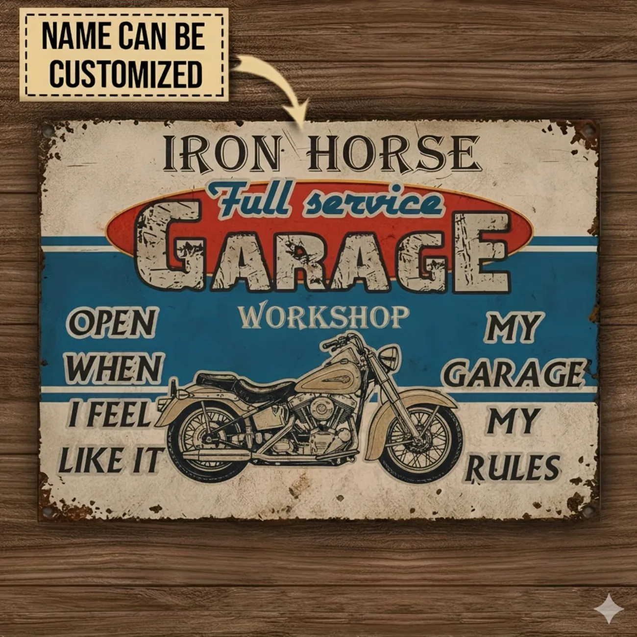 Personalisiertes Metallschild für Garage, Werkstatt, individuelles Retro-Dekor für Zuhause, Auto, Enthusiasten