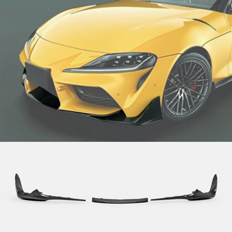 

For Toyota 2019 On Supra A90 T Type Carbon Fiber Front Lip 3pcs Glossy Finish Bumper Splitter Set Fibre Tuning Kit