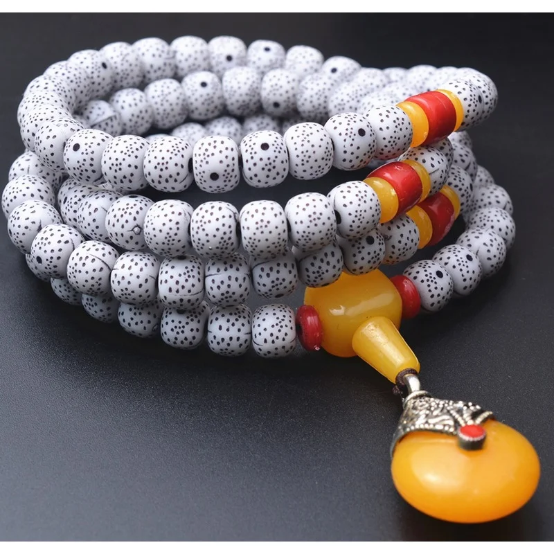 Factory direct sales Resin Imitation Xingyue Bodhi Sweater Chain Long108Necklace Imitation Beeswax Water Drops Prayer bead bodhi