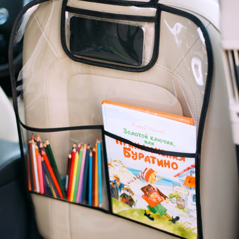 

Car Seat Back Kick Protectors, Anti-kick pad for chair back, Protection from Dirt, Mud, scratch resistant with 2 mesh pockets