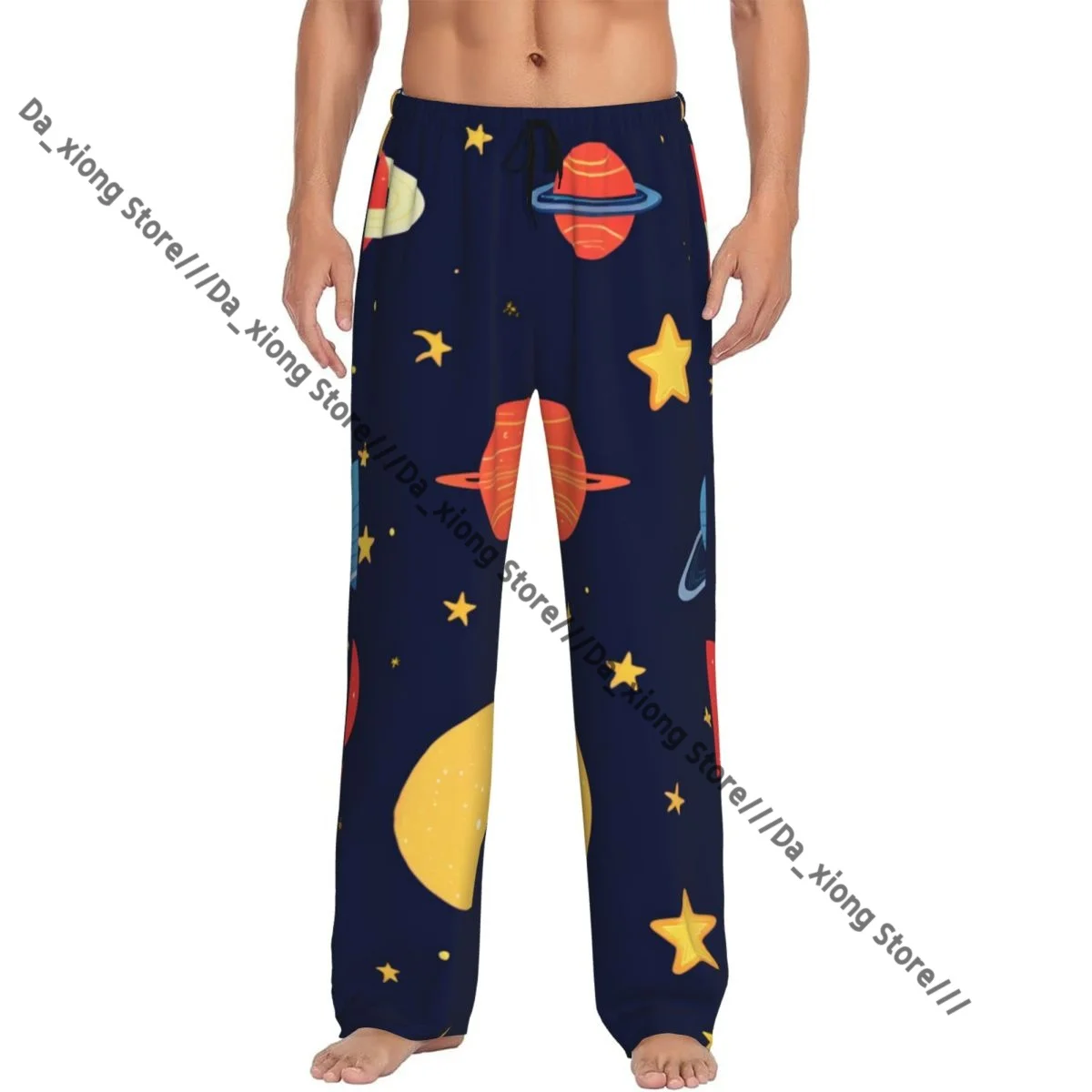 Men Sleep Bottoms Male Lounge Trousers Men's Colorful Planets And Stars Cute Print Pajama Pants