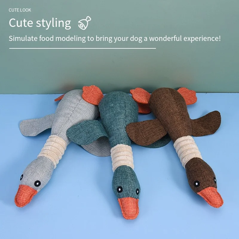 Cute Dog Plush Toys Pet Duck Squeak Training Toy for Puppy Sound Wild Goose Chew Squeaky Toy for Dogs Teeth Cleaning