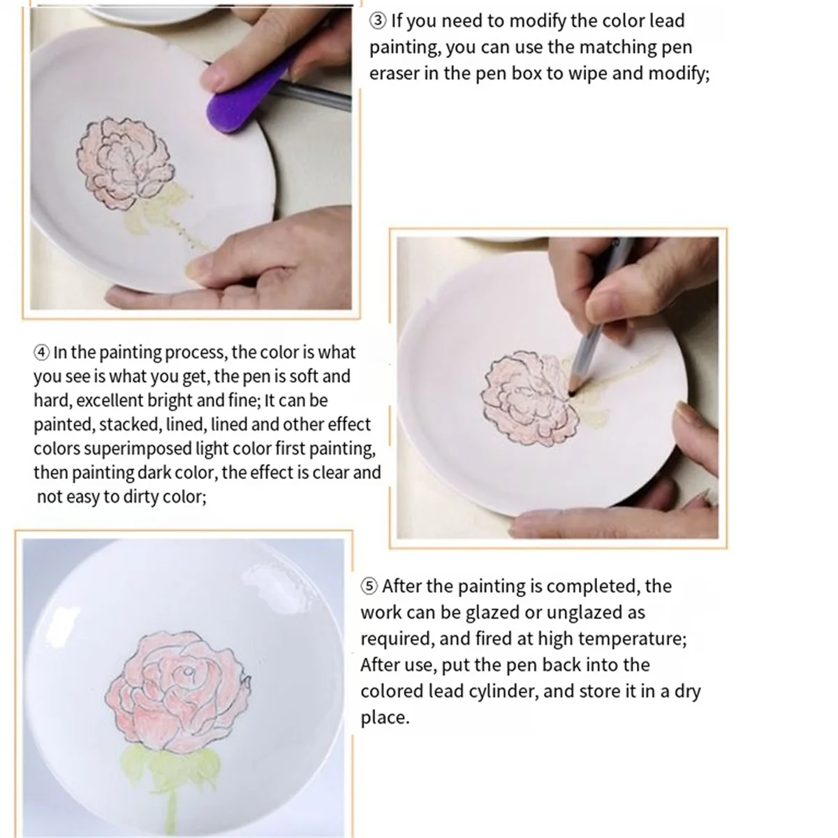 Gfc-6шт подглазурные карандаши для керамики для украшения плавленого стекла и керамики под глазурью