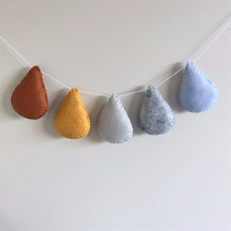 Boho Wool Felt Raindrops Wall Hanging Garlands Waterdrops String Baby Kids Room Decoration Pendant Party Banner Photo Props