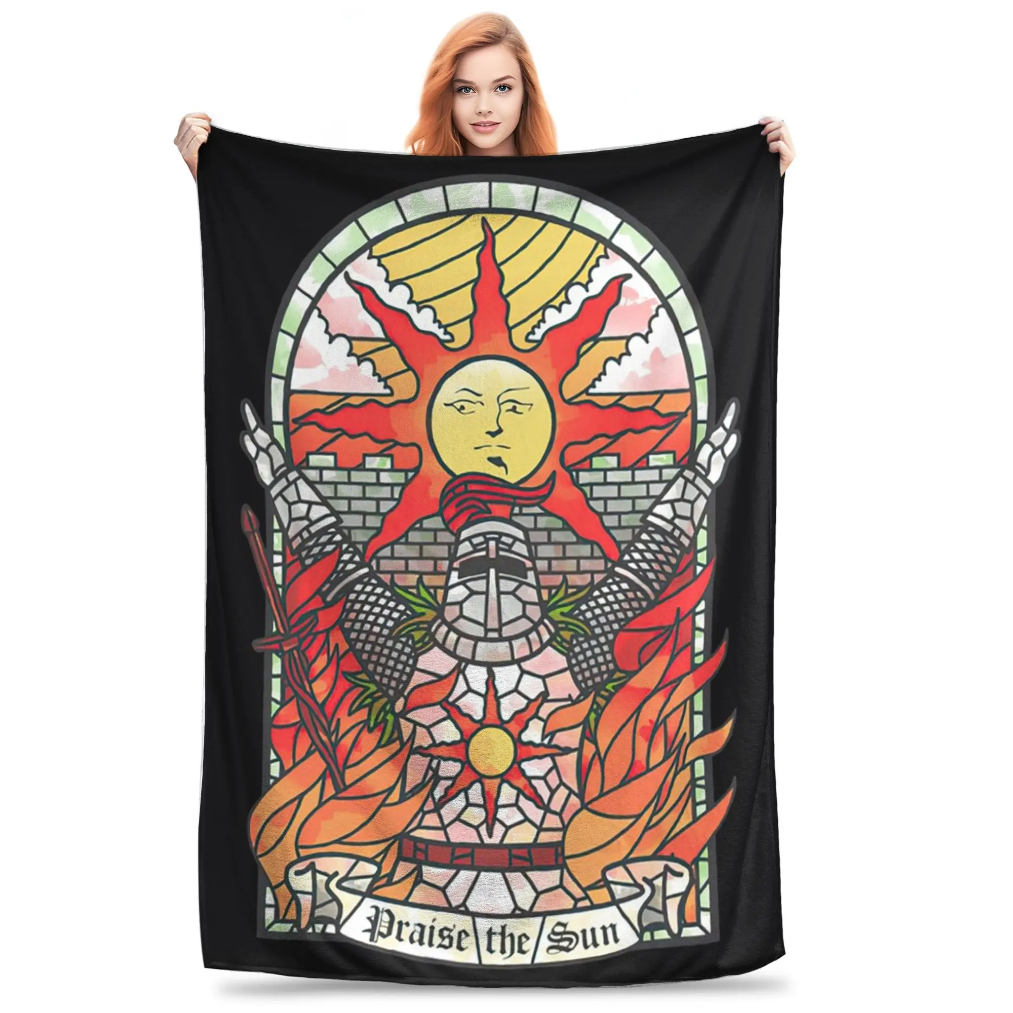 Dark Soul Praise The Sun Blankets Soft Warm Flannel Throw Blanket Bedspread for Bed Living room Picnic Travel Home Sofa