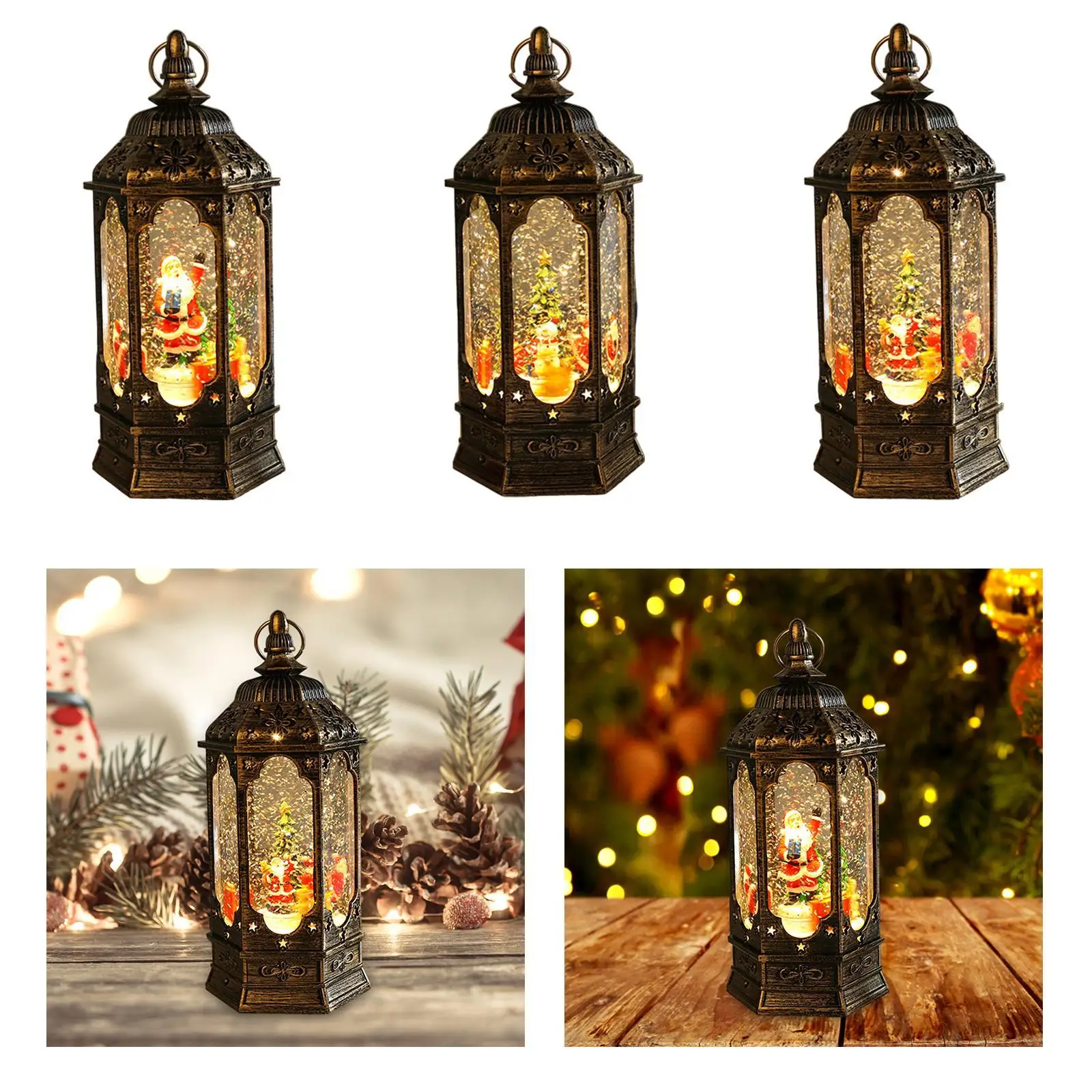 Christmas Snow Globe Lantern Adult and Kid Gift Xmas Gift Tabletop Decor USB or Battery Operated Musical Snow Globe Lantern